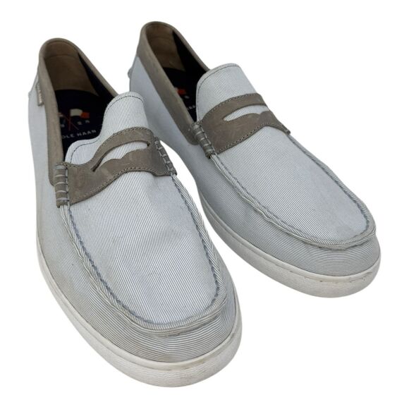 Cole Haan Loafer Mens 12 Blue Pinch Weekender Riverside Seersucker Shoes - Picture 1 of 7
